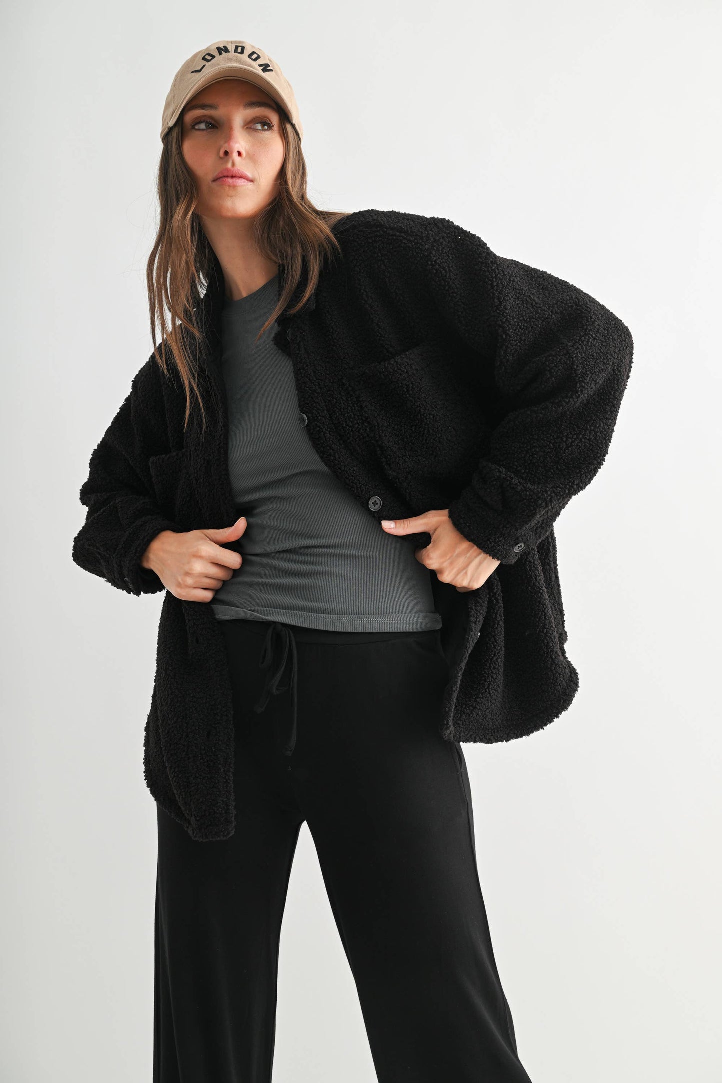 Frostline Sherpa Shacket: Black