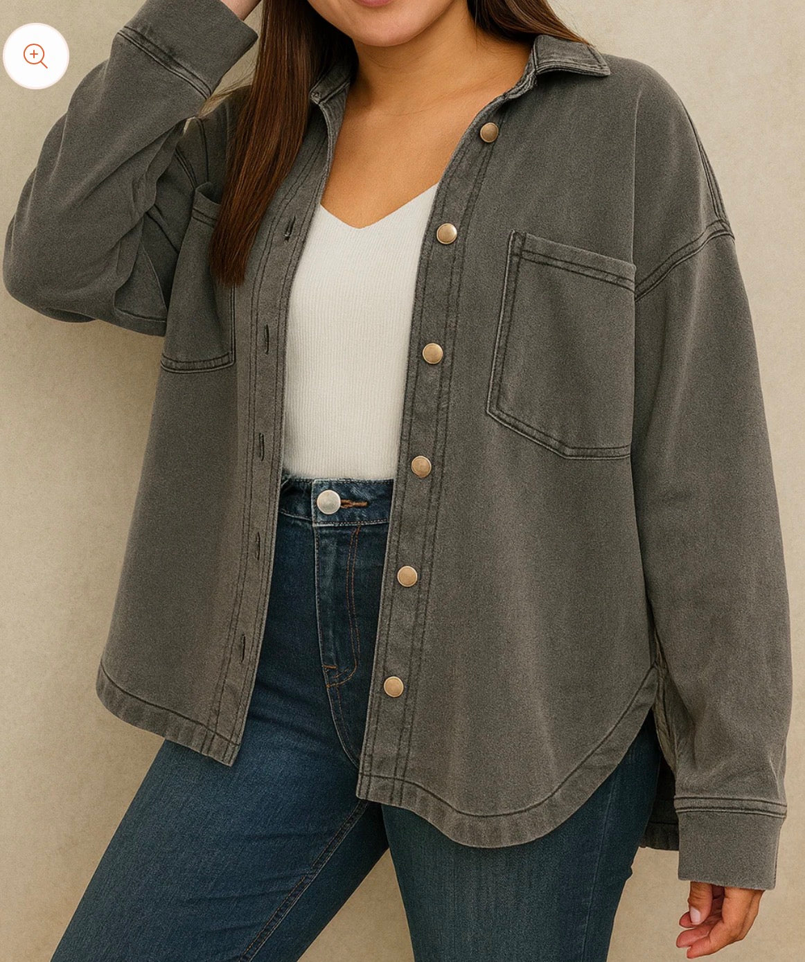 Grey Mineral Wash Shacket