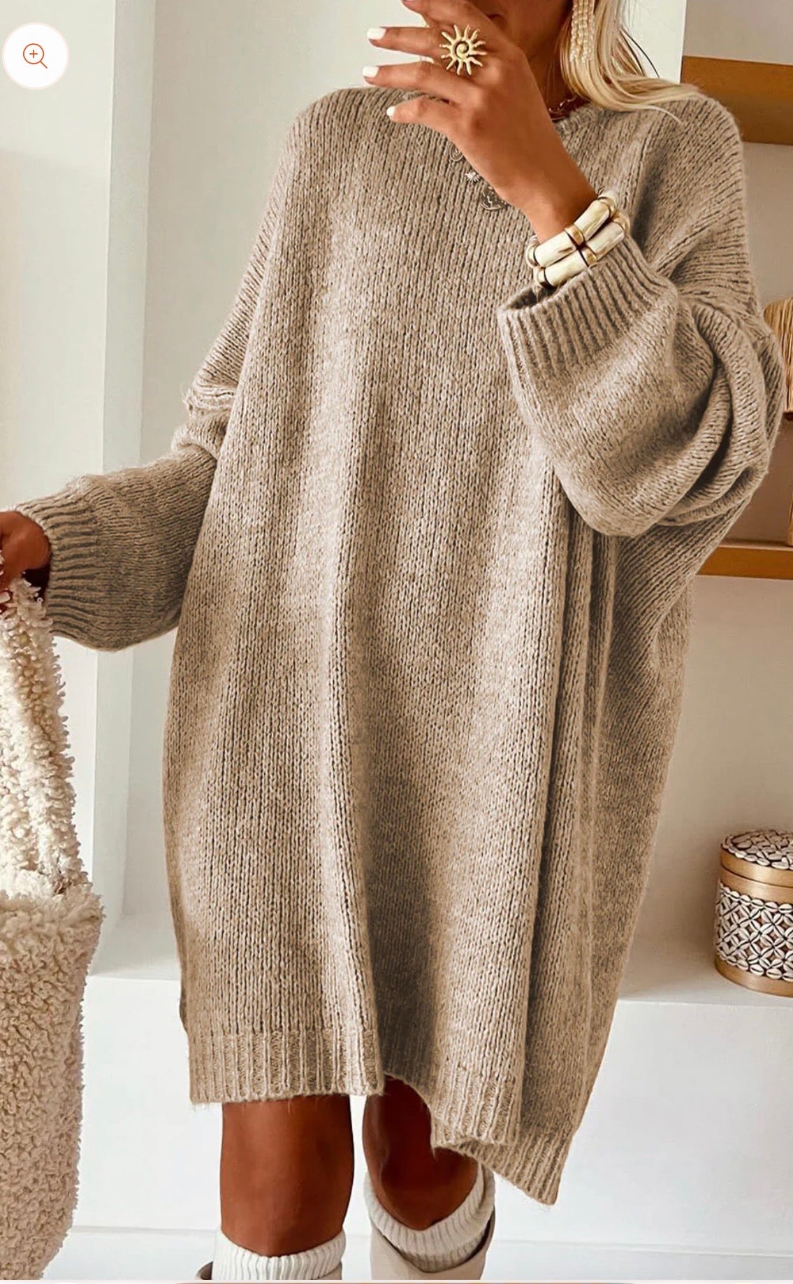 Khaki Sweater Mini Dress
