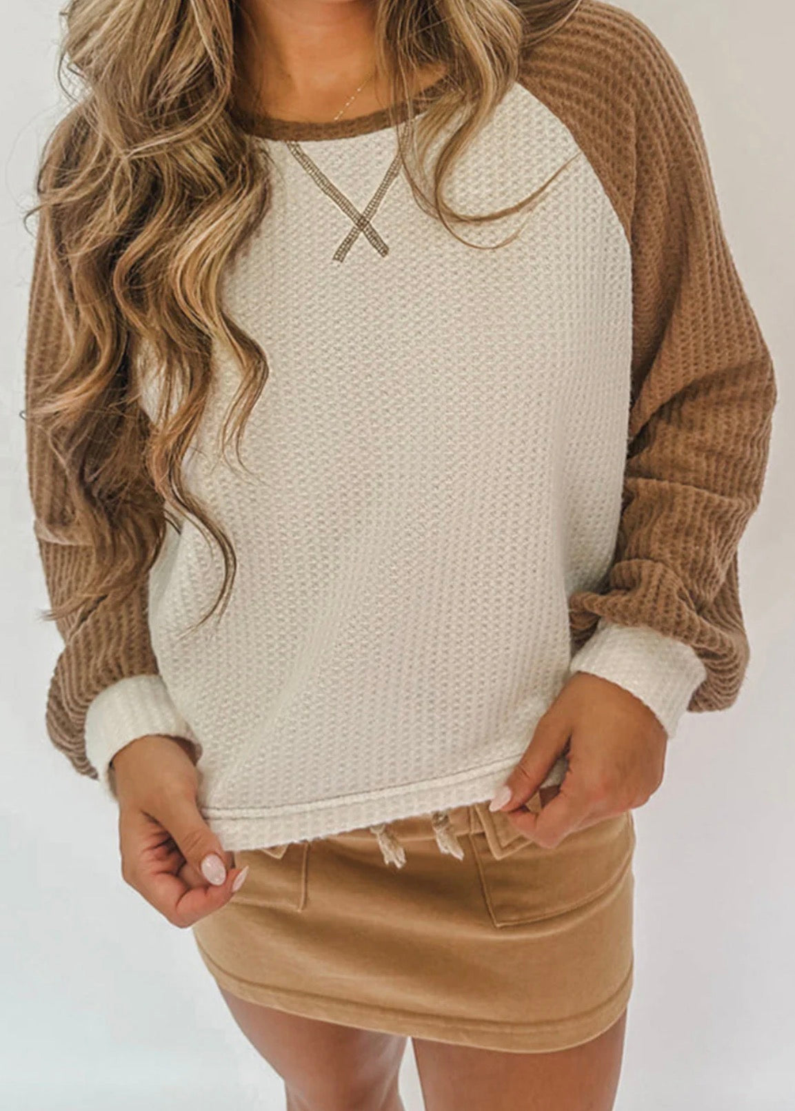 Waffle Colorblock Top