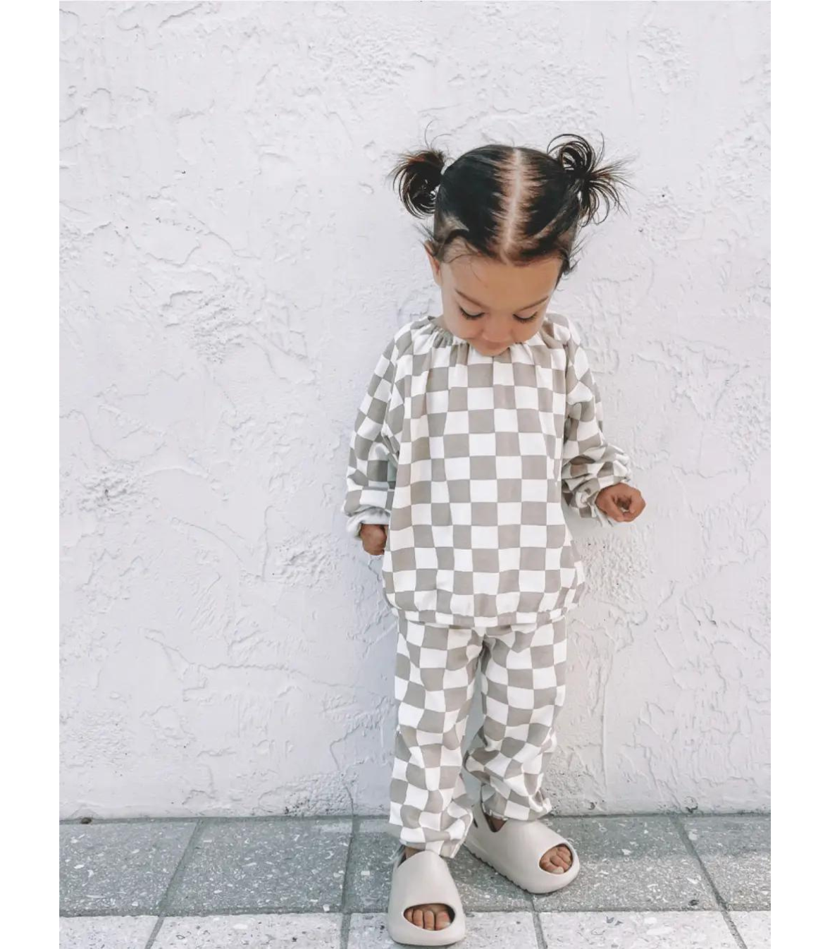 Tiramisu Checkerboard / Organic Mode Top & Pant Set