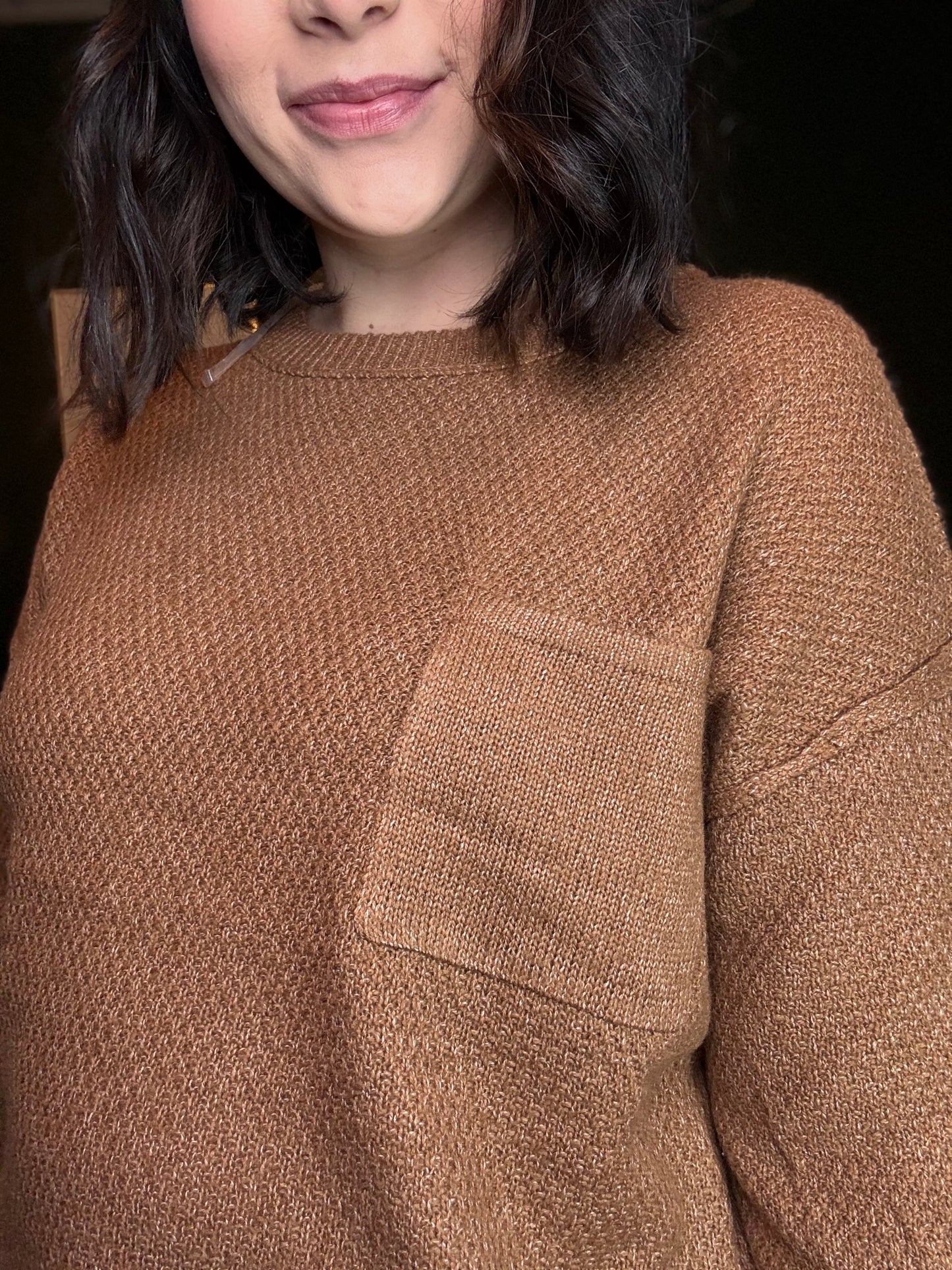 CREW NECK WAFFLE PULLOVER SWEATER