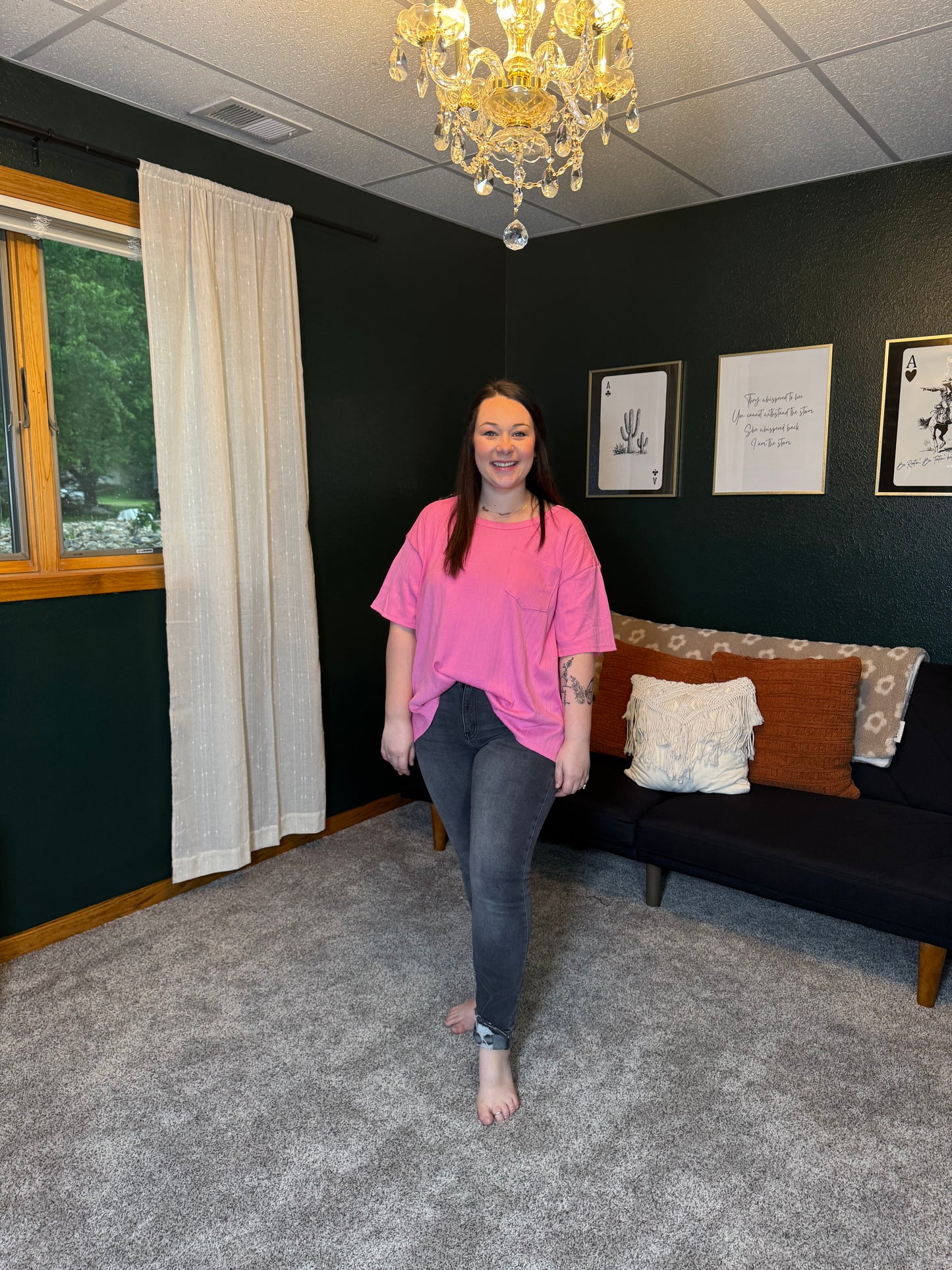 Take It Easy Slouchy Tee in Hot Pink