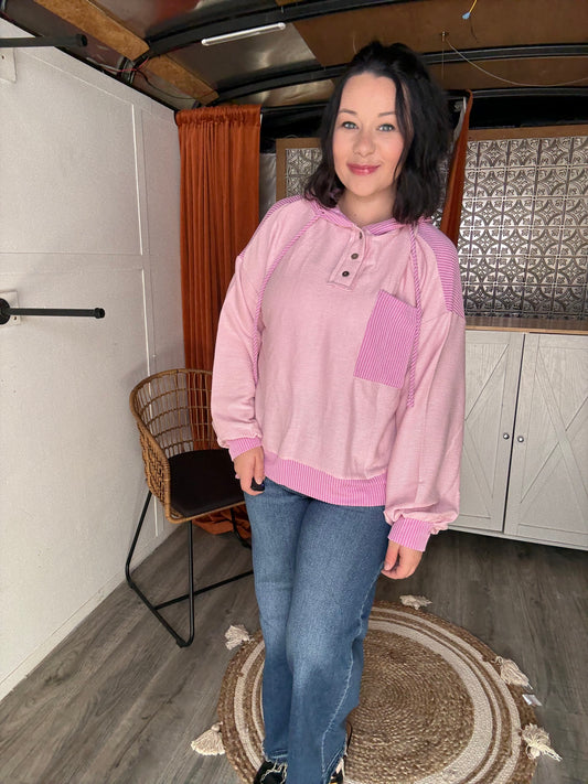 Carson Drawstring Henley Hoodie