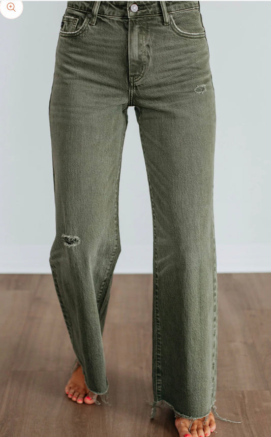 Green Distressed Jeans