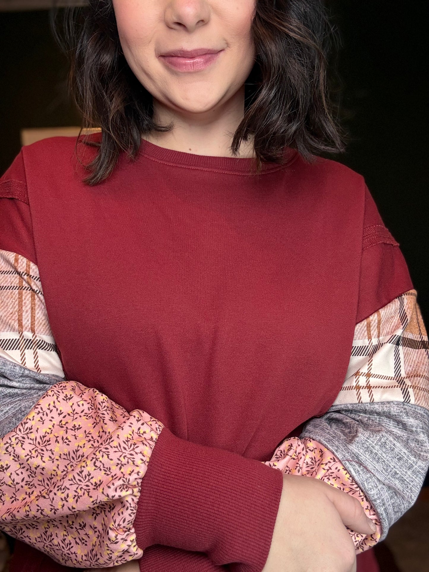 Plaid Colorblock Patchwork Shirt