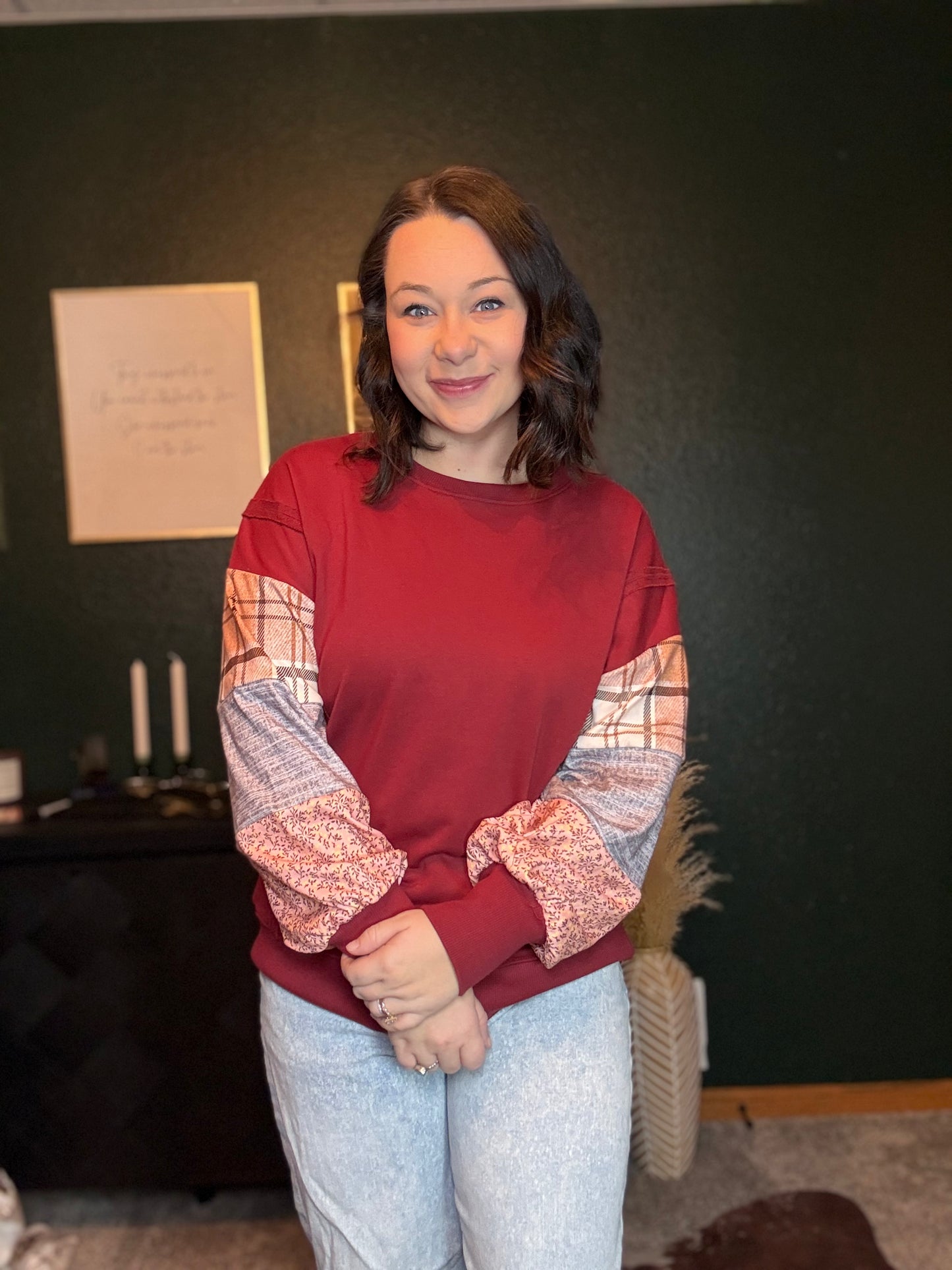 Plaid Colorblock Patchwork Shirt