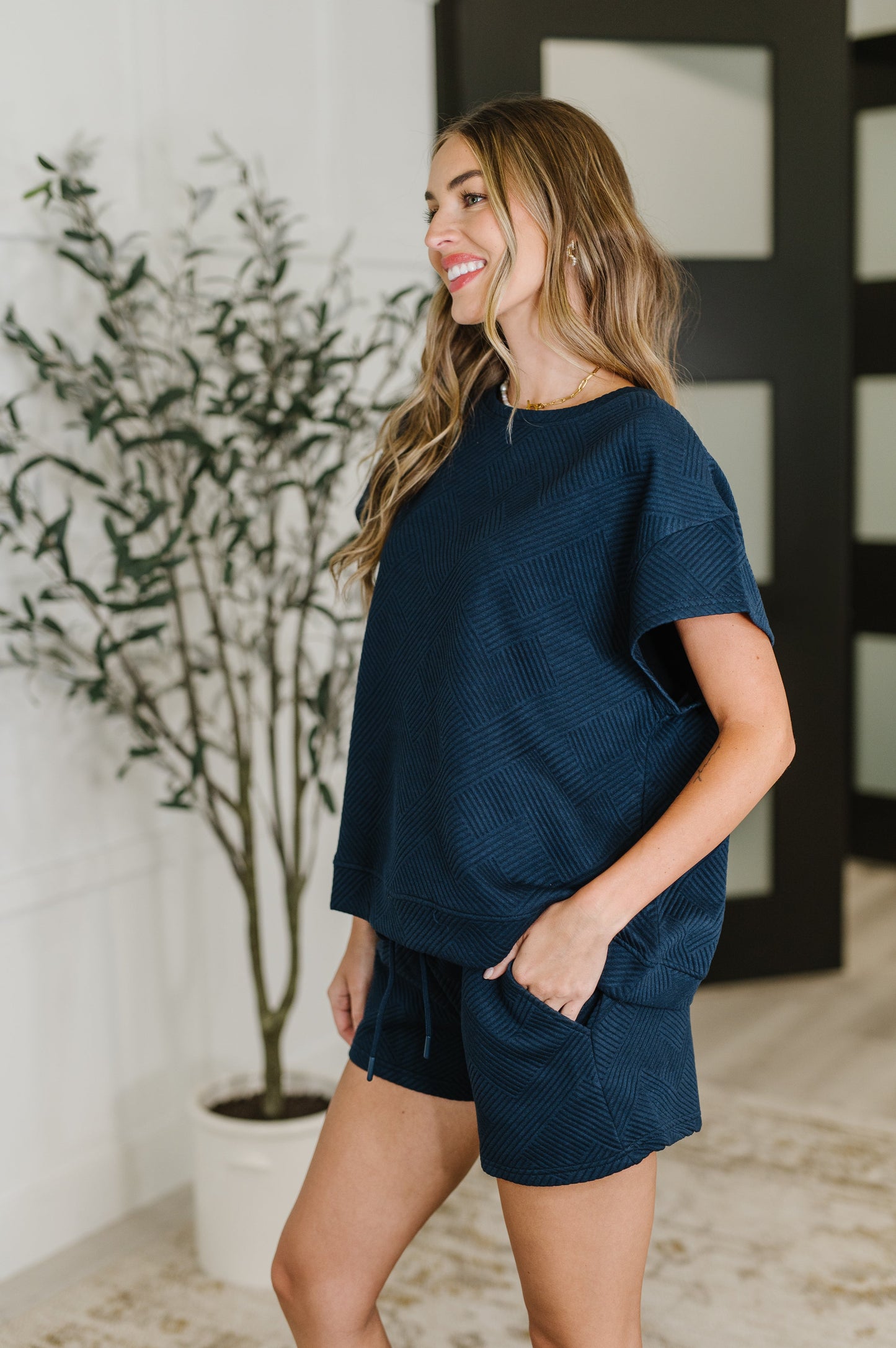 Love on the Loose Quilted Bottoms in Navy