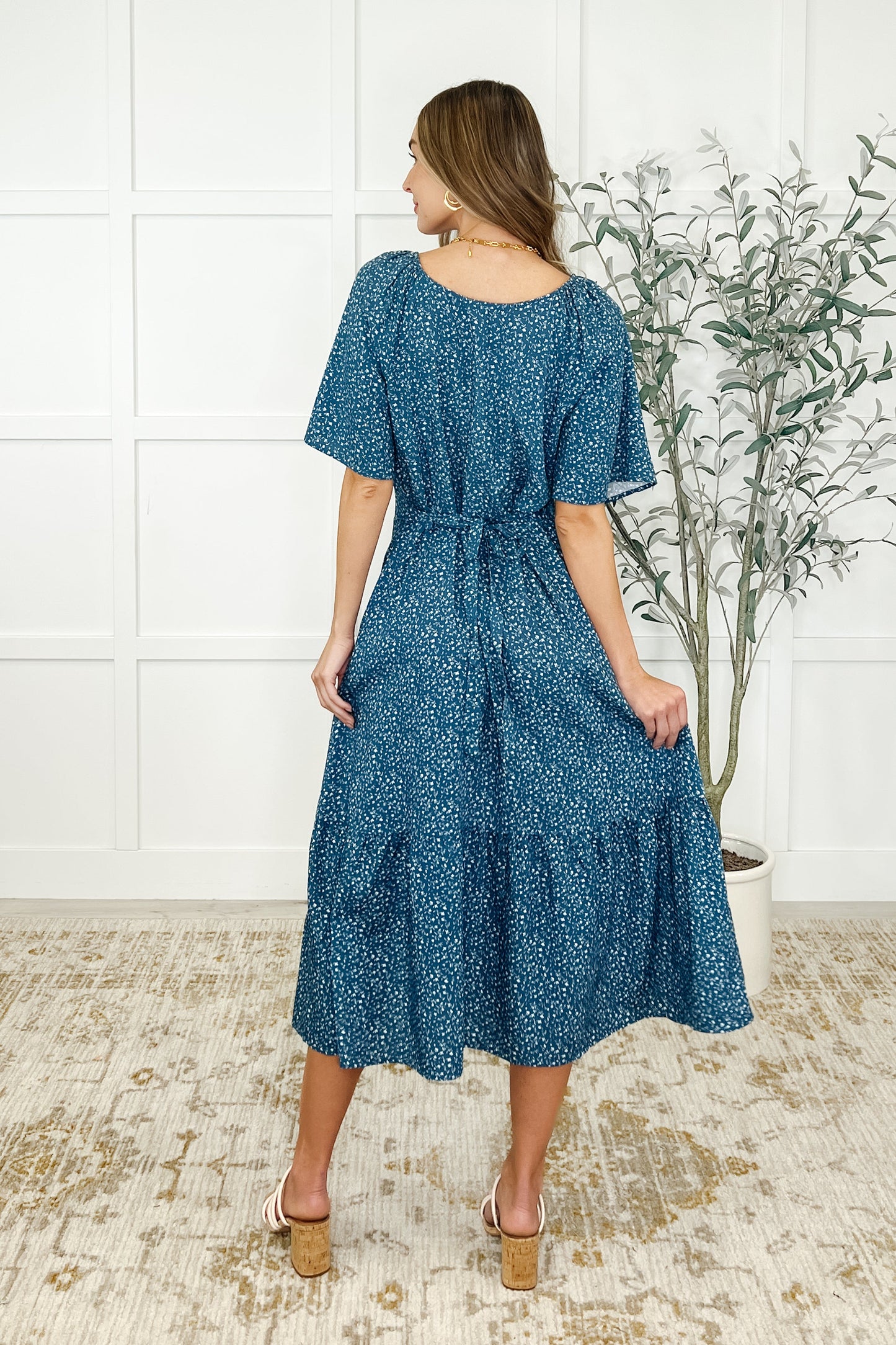Olive Dress in Blue Vineyard