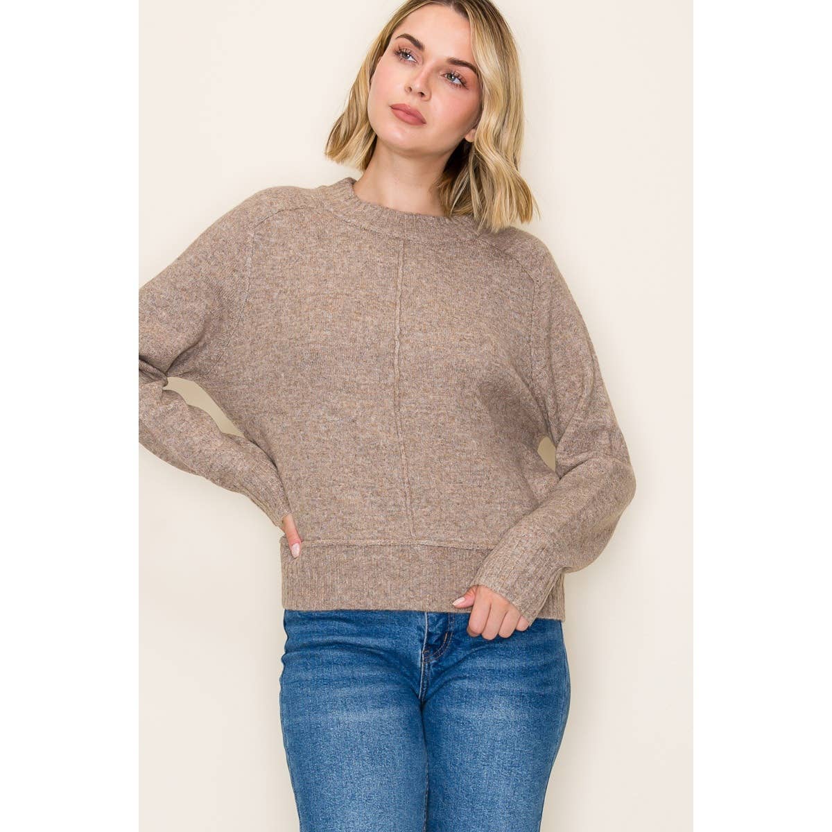 CENTER SEAMED SUPER SOFT SWEATER